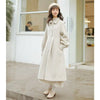French Vintage Woolen Coats Women Autumn Winter Elegant Pleated Long Coat Female Sweet Lantern Sleeve Jackets