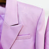 High Street Designer Runway Suit Set Women's Double Breasted Straght Satin Blazer Mini Skirt Set