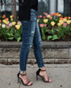 Mid Waist Skinny Jeans Women Vintage Distressed Denim Pants Autumn Crimped Destroyed Pencil Casual Ripped