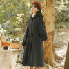 French Vintage Woolen Coats Women Autumn Winter Elegant Pleated Long Coat Female Sweet Lantern Sleeve Jackets