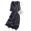 Heavy Mulberry Silk Satin Party Dress Long Sleeve Dress Women's Evening Dress