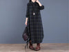 Spring Autumn Woman Dress Vintage Loose Cotton Long Dress Vestidos Robe D Ete Femme Literary Plaid Shirt Dress