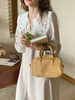 Women Autumn Beige Long Loose Lace Dress V Neck Straight Full Sleeve Pullover Maxi Dresses Female
