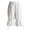 Women Renaissance Vintage Bloomers Ruffles Lace Hem Bow Lantern Pumpkin Pants Solid Color Elastic Bubble Safety Under Pants