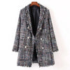Spring Autumn Small Fragrance Wind Temperament Plaid Tweed Jacket Women Mid-length All-match Woolen Coat