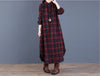 Spring Autumn Woman Dress Vintage Loose Cotton Long Dress Vestidos Robe D Ete Femme Literary Plaid Shirt Dress