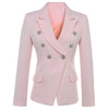 Baroque Designer Blazer Jacket Women's Silver Lion Buttons Double Breasted Blazer Outerwear