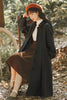 French Vintage Woolen Coats Women Autumn Winter Elegant Pleated Long Coat Female Sweet Lantern Sleeve Jackets