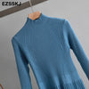 elegant OL turtleneck slim long Sweater dress women Thick knit Autumn Winter dress female Slim A-line basic dress casual