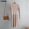 elegant OL turtleneck slim long Sweater dress women Thick knit Autumn Winter dress female Slim A-line basic dress casual