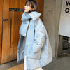 Women White Duck Down Coat Winter Female Scarf OverSize Jackets Round Neck Loose Thicken Parkas Warm Outwear