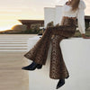 high waist leopard print flare leggings autumn winter women sexy bodycon trousers club pants