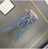 Women's Rhinestone Skinny Jeans, High Waist, 9 Points Pants, Denim Overalls, Elastic, Heavy Industry, Spring, Autumn