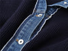 Autumn Winter Knitted Women's Sweater Loose Stitching Denim Jacket Fake Two-Piece Design Top Chaqueta Mujer Invierno