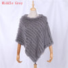 Genuine Rabbit Fur Knitted Natural Fur Poncho Wrap Coat Shawl Lady Scarf Natural Fur Wedding Party Cape