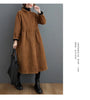 Winter Women Trench Fleece Long-sleeved Loose Corduroy Solid Color Vintage Casual Women Long Warm Coat YoYiKamomo