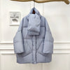 Women White Duck Down Coat Winter Female Scarf OverSize Jackets Round Neck Loose Thicken Parkas Warm Outwear