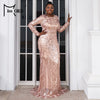 Black Sequin Plus Size Party Dress Elegant Women O-neck Long Sleeve Bodycon Mermaid Prom Dresses Large Size Evening Gown