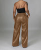 Women Faux Leather Straight High Waist PU Pants Elegant Autumn Winter Solid Wide Leg Black Trousers