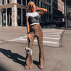 high waist leopard print flare leggings autumn winter women sexy bodycon trousers club pants