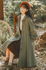 French Vintage Woolen Coats Women Autumn Winter Elegant Pleated Long Coat Female Sweet Lantern Sleeve Jackets