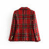 Tweed women red plaid blazers 2021winter women vintage jackets female patchwork blazer coats girls chic outfit clothes