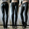 Steampunk Women Faux Leather Cosplay Pants Carnival Party Skinny Button Trousers Workout Leggings High Waist Girl Pants