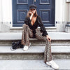 high waist leopard print flare leggings autumn winter women sexy bodycon trousers club pants