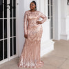 Black Sequin Plus Size Party Dress Elegant Women O-neck Long Sleeve Bodycon Mermaid Prom Dresses Large Size Evening Gown