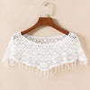 Women Vintage Crochet Knit Cape Elegant Cute Lace Short Hollow Out Shawls Shrug Poncho Wedding Bridal Evening Dress Lace Scarf
