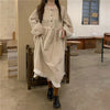 Autumn Korean Style Dress Women Ruffles Patchwork O Neck Long Sleeve Dresses Slim Waist Elegant Vestidos Mujer