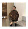 Winter Leopard Print Jacket Women's Stand Collar Warm Parkas Outwear Autumn Winter Korean Female Loose Faux Fur Coats