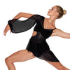 MiDee Velvet 3 Piece Dance Set Women Girls Modern Ballet Puff Sleeve Mesh Dress Asymmetrical Skirt Stage Performance Costume