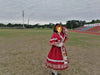 Christmas Lolita Dress Kawaii Women Year Sweet Lace Ruffle Patchwork Puff Long Sleeve Red Princess Plaid