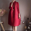 Pleated Classical Vintage Dress Turtleneck Loose High Aesthetic Designer Women Abayas Elegant Clothing