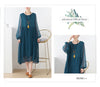 Woman Autumn Mock Neck Loose Long Sleeves Dress Chinese Style Contrast Batwing Sleeve Casual Dress