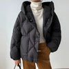 Winter 90% White Duck Down Short Jacket Women Thick Warm Loose Cocoon Type Hooded Diamond Puffer Coat Outwear