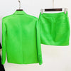 High Street Designer Runway Suit Set Women's Double Breasted Straght Satin Blazer Mini Skirt Set
