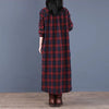 Spring Autumn Woman Dress Vintage Loose Cotton Long Dress Vestidos Robe D Ete Femme Literary Plaid Shirt Dress