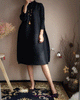 Pleated Classical Vintage Dress Turtleneck Loose High Aesthetic Designer Women Abayas Elegant Clothing