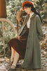 French Vintage Woolen Coats Women Autumn Winter Elegant Pleated Long Coat Female Sweet Lantern Sleeve Jackets