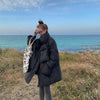 Women White Duck Down Coat Winter Female Scarf OverSize Jackets Round Neck Loose Thicken Parkas Warm Outwear