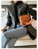 Autumn Black Wool Blends Patchwork Leather Jacket Women with Many Pockets Long Sleeve Korean Streetwear