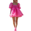 Women Elegant Sweet Dress Casual Ruffle Dress Female Tie-dyed Printing/Solid Long Sleeve Boho Dress Puff Sleeves Bubble Skirt
