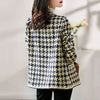 Elegant Weave Plaid Women Blazer With Pocket And Lining Autumn Winter Causal Tweed Coat Office Ladies Jacket