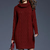 Plus Size Women Casual Knitted Long Sleeve Winter Dresses Sweater Solid Knee Length Loose Fat Female Over Size Dresses 4XL