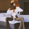 high waist leopard print flare leggings autumn winter women sexy bodycon trousers club pants
