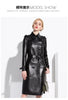 Long Black Faux Leather Trench Coat for Women, Belt, Double Breasted, Vintage, British Style, Overcoat, 6XL, 7XL, Spring