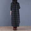 Spring Autumn Woman Dress Vintage Loose Cotton Long Dress Vestidos Robe D Ete Femme Literary Plaid Shirt Dress