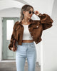 Autumn Cropped Corduroy Jackets Overcoat Single Breasted Lantern Sleeve Coats Women Vintage Winter Women Jacket 18047